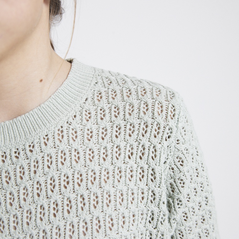 Crochet knit tee "Viola star" Light Green